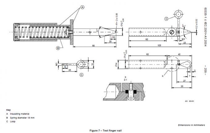 зонд для Не-съемных компонентов, диаграмма 7 0 пальца теста 20N/30N IEC 60335